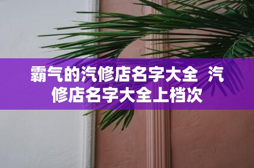 霸气的汽修店名字大全 汽修店名字大全上档次