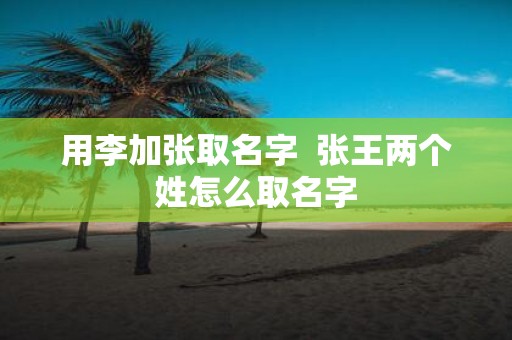 用李加张取名字 张王两个姓怎么取名字