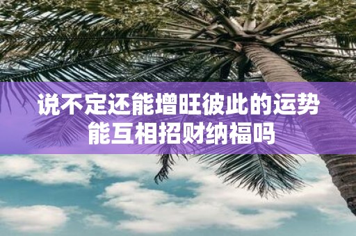 说不定还能增旺彼此的运势 能互相招财纳福吗