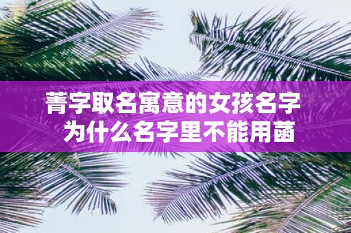 菁字取名寓意的女孩名字 为什么名字里不能用菡