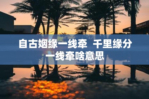 自古姻缘一线牵 千里缘分一线牵啥意思