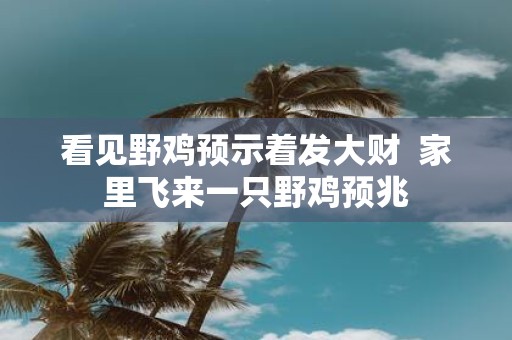 看见野鸡预示着发大财 家里飞来一只野鸡预兆