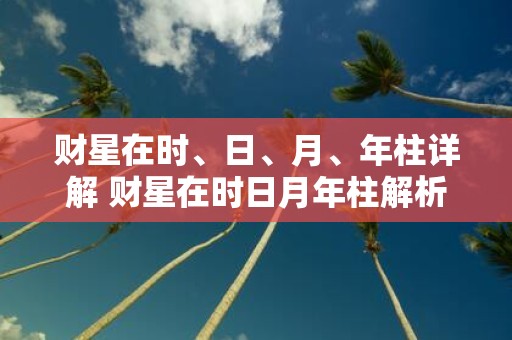 财星在时、日、月、年柱详解 财星在时日月年柱解析