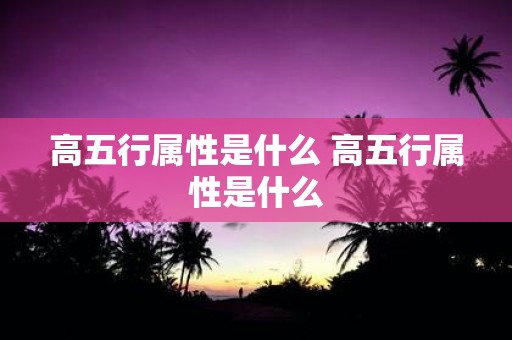 高五行属性是什么 高五行属性是什么