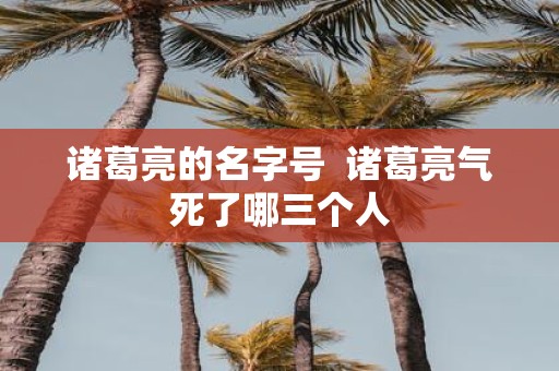 诸葛亮的名字号 诸葛亮气死了哪三个人