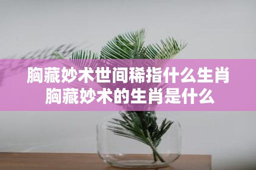 胸藏妙术世间稀指什么生肖 胸藏妙术的生肖是什么