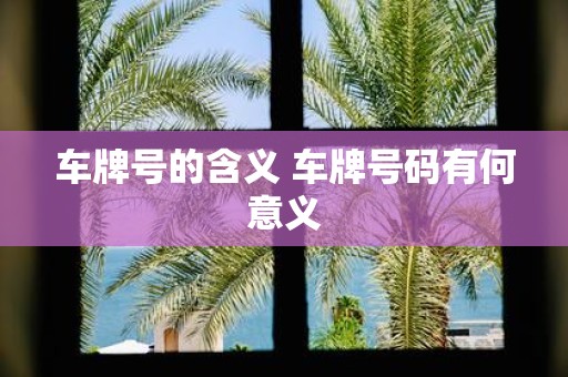 车牌号的含义 车牌号码有何意义