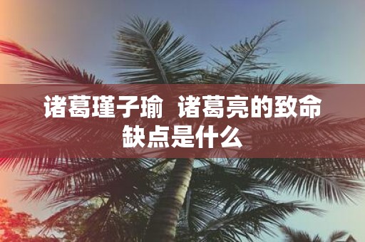 诸葛瑾子瑜 诸葛亮的致命缺点是什么