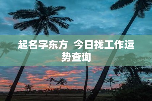 起名字东方 今日找工作运势查询