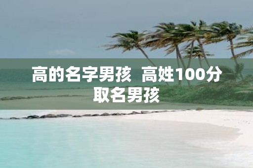 高的名字男孩 高姓100分取名男孩
