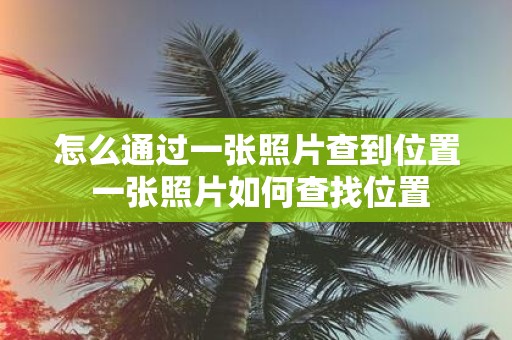 怎么通过一张照片查到位置 一张照片如何查找位置