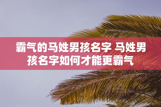 霸气的马姓男孩名字 马姓男孩名字如何才能更霸气