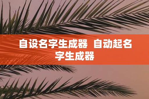 自设名字生成器  自动起名字生成器