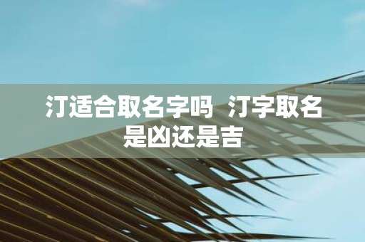 汀适合取名字吗 汀字取名是凶还是吉