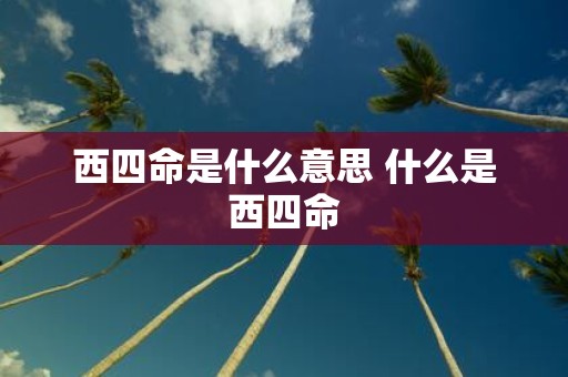西四命是什么意思 什么是西四命