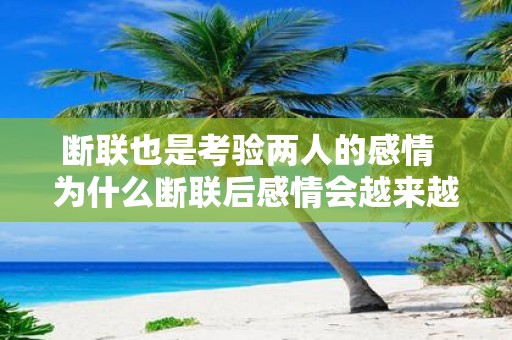 断联也是考验两人的感情 为什么断联后感情会越来越淡