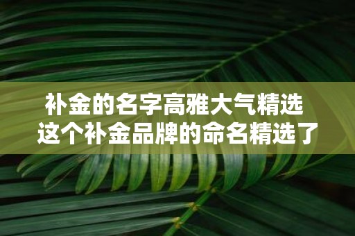 补金的名字高雅大气精选 这个补金品牌的命名精选了哪些高雅大气的名字