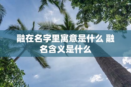 融在名字里寓意是什么 融名含义是什么