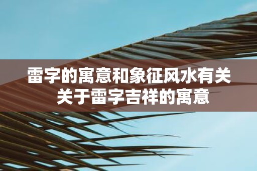 雷字的寓意和象征风水有关 关于雷字吉祥的寓意
