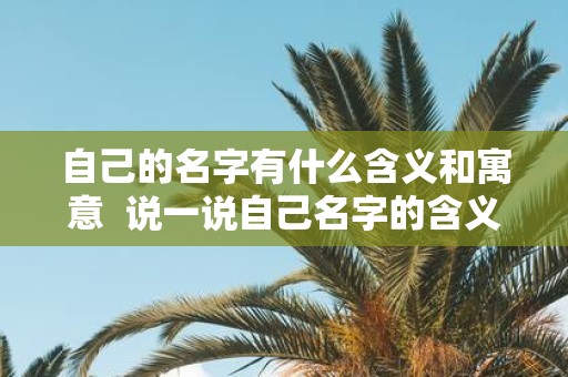 自己的名字有什么含义和寓意 说一说自己名字的含义