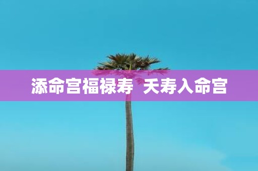 添命宫福禄寿 夭寿入命宫