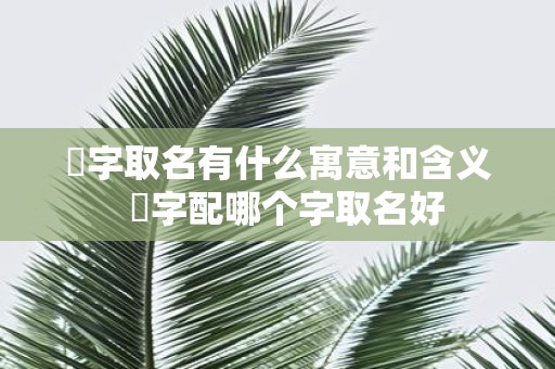洺字取名有什么寓意和含义 洺字配哪个字取名好