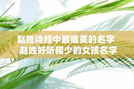 赵姓诗经中最唯美的名字 赵姓好听稀少的女孩名字