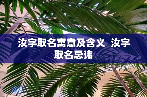 汝字取名寓意及含义 汝字取名忌讳