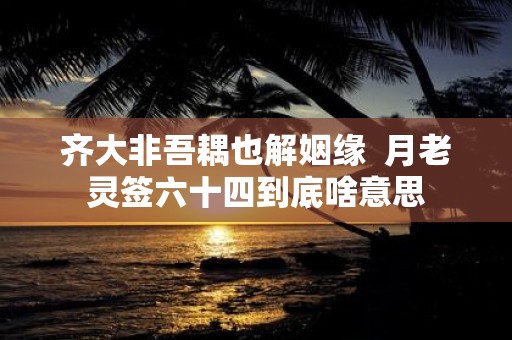 齐大非吾耦也解姻缘 月老灵签六十四到底啥意思