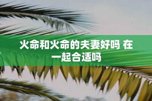 火命和火命的夫妻好吗 在一起合适吗