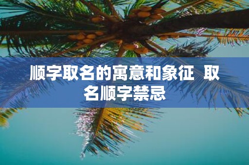 顺字取名的寓意和象征 取名顺字禁忌