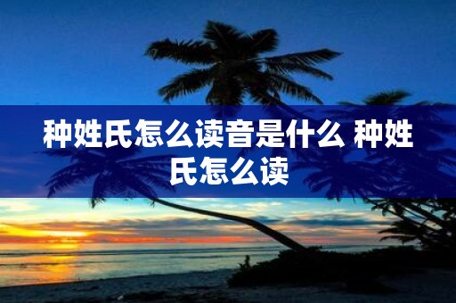 种姓氏怎么读音是什么 种姓氏怎么读