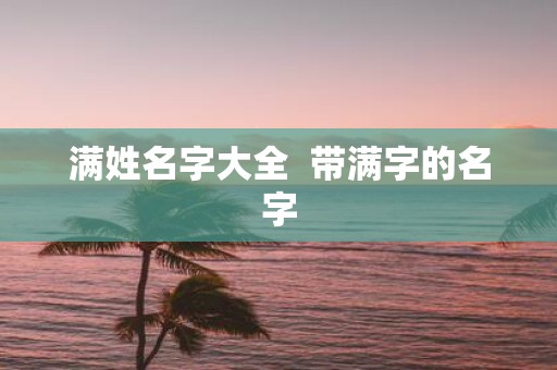 满姓名字大全 带满字的名字