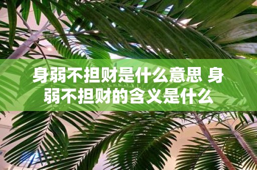 身弱不担财是什么意思 身弱不担财的含义是什么