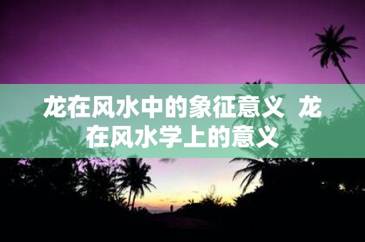 龙在风水中的象征意义 龙在风水学上的意义
