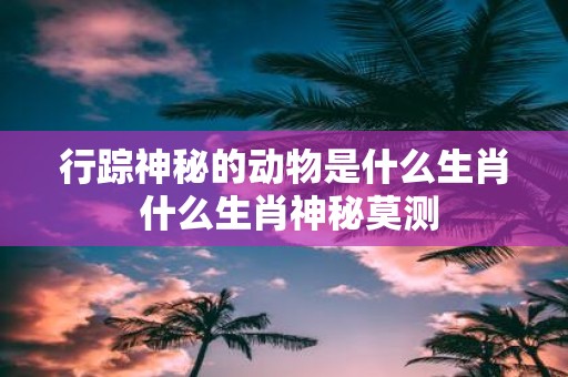行踪神秘的动物是什么生肖 什么生肖神秘莫测