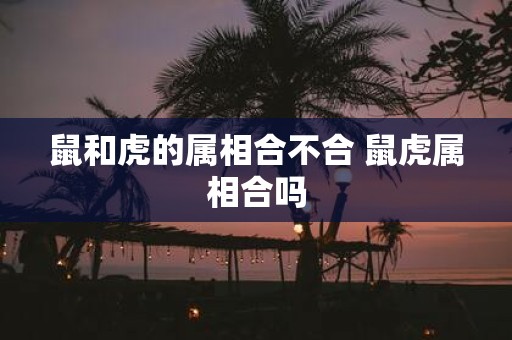 鼠和虎的属相合不合 鼠虎属相合吗