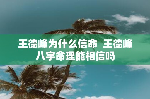 王德峰为什么信命 王德峰八字命理能相信吗