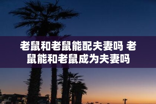 老鼠和老鼠能配夫妻吗 老鼠能和老鼠成为夫妻吗