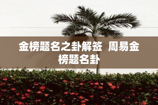 金榜题名之卦解签 周易金榜题名卦