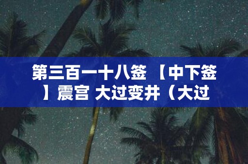 第三百一十八签 【中下签】震宫 大过变井（大过