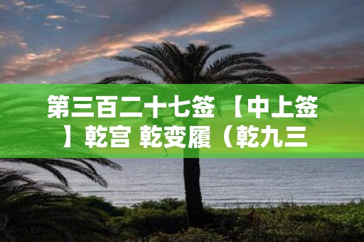 第三百二十七签 【中上签】乾宫 乾变履（乾九三