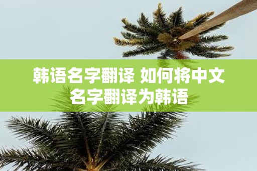 韩语名字翻译 如何将中文名字翻译为韩语