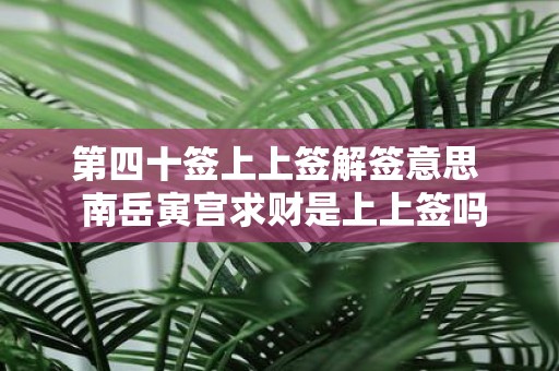 第四十签上上签解签意思 南岳寅宫求财是上上签吗