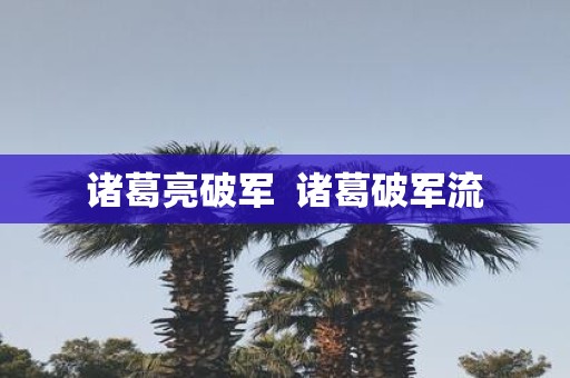 诸葛亮破军 诸葛破军流