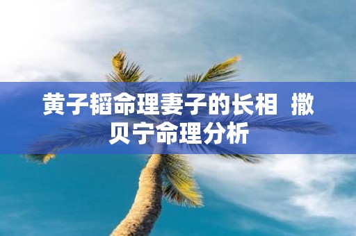 黄子韬命理妻子的长相 撒贝宁命理分析