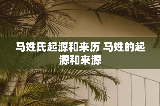 马姓氏起源和来历 马姓的起源和来源
