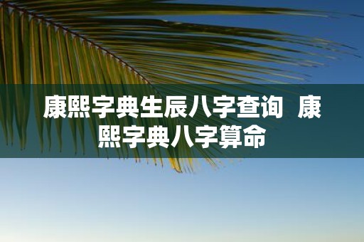 康熙字典生辰八字查询 康熙字典八字算命
