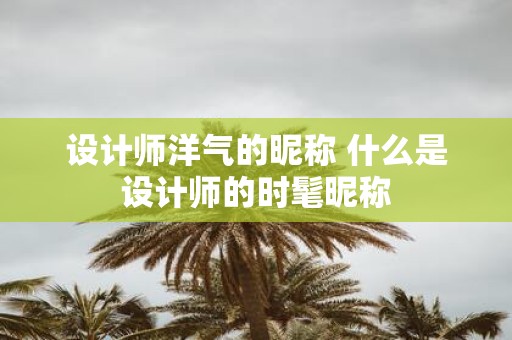设计师洋气的昵称 什么是设计师的时髦昵称