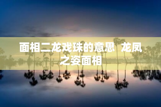 面相二龙戏珠的意思 龙凤之姿面相